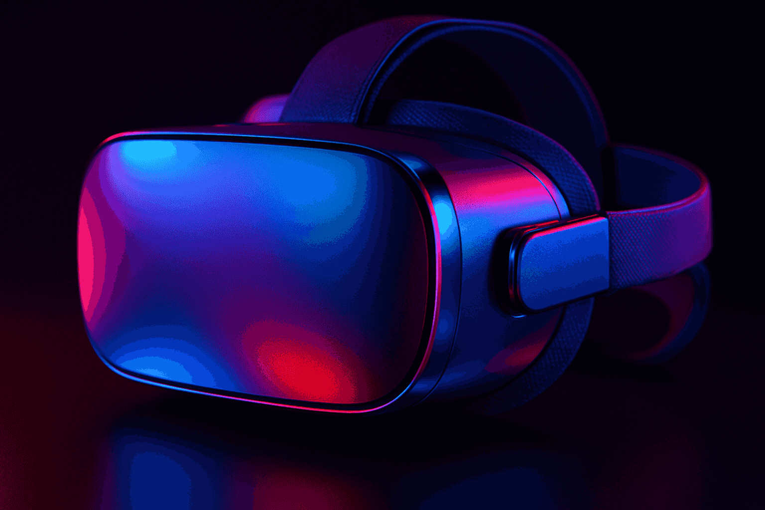 Detail VR headsetu s barevnými světly